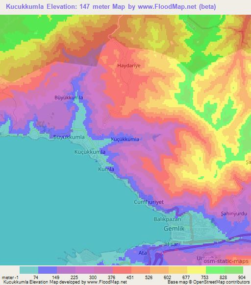 Kucukkumla,Turkey Elevation Map