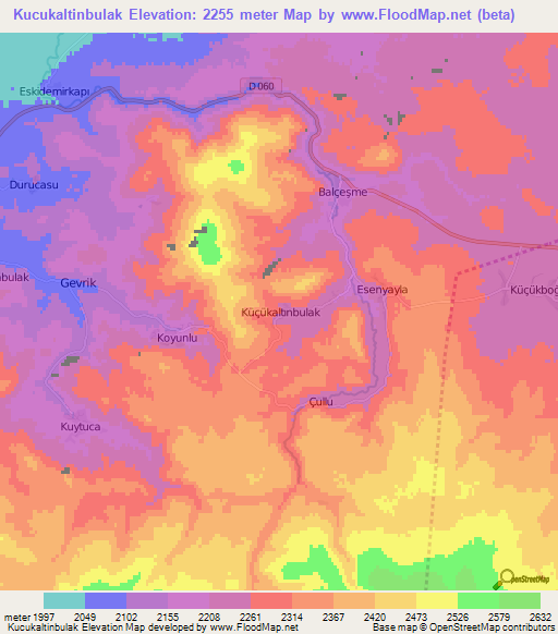 Kucukaltinbulak,Turkey Elevation Map