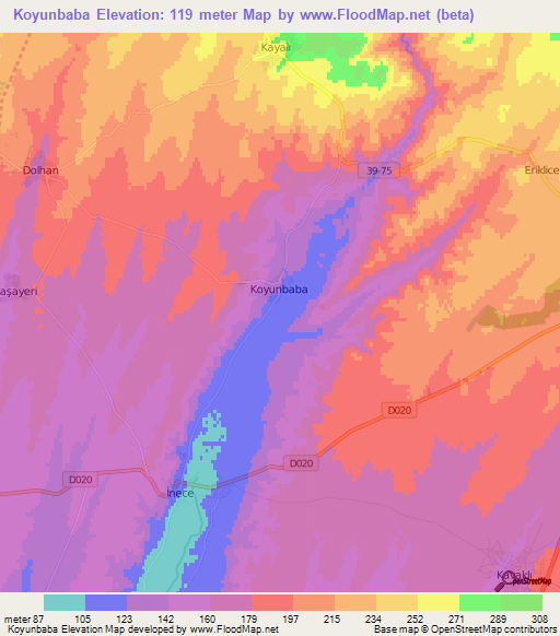Koyunbaba,Turkey Elevation Map