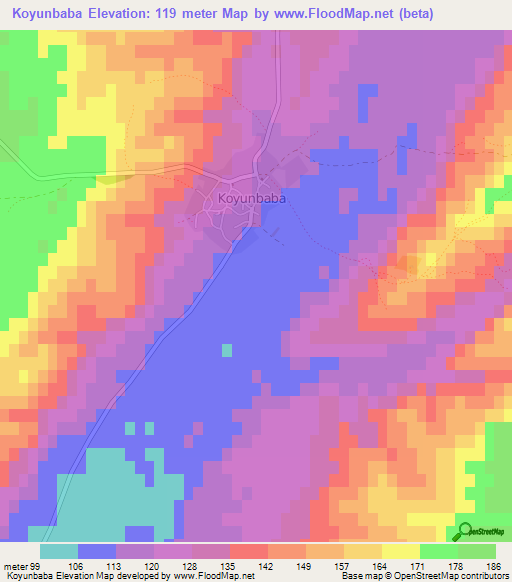 Koyunbaba,Turkey Elevation Map