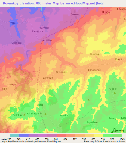 Koyunkoy,Turkey Elevation Map