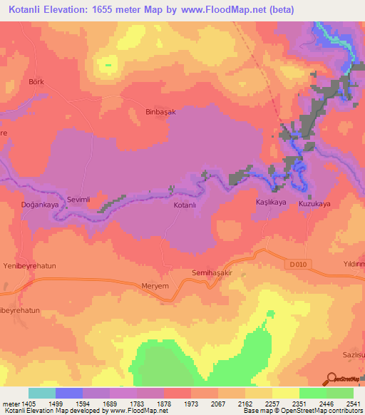 Kotanli,Turkey Elevation Map