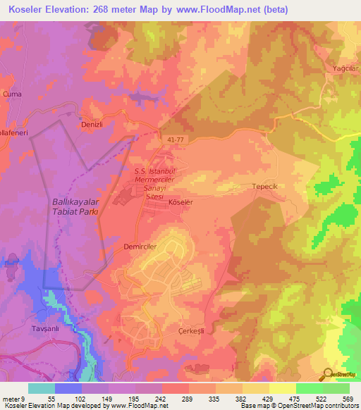 Koseler,Turkey Elevation Map