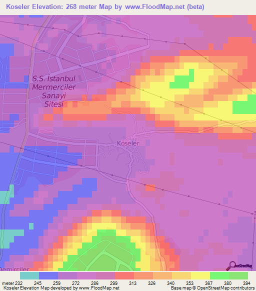 Koseler,Turkey Elevation Map