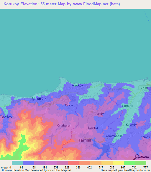 Korukoy,Turkey Elevation Map