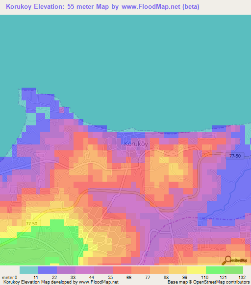 Korukoy,Turkey Elevation Map