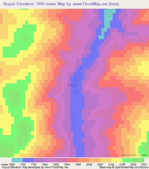 Kopuz,Turkey Elevation Map