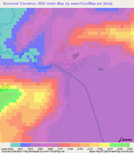 Kovorenk,Turkey Elevation Map