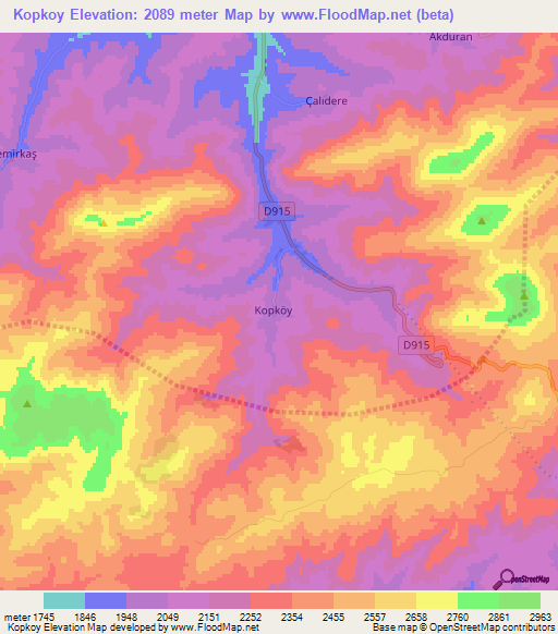 Kopkoy,Turkey Elevation Map