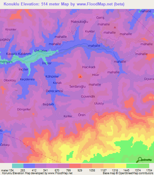 Konuklu,Turkey Elevation Map