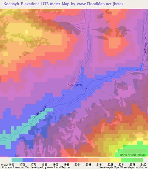 Kocbayir,Turkey Elevation Map