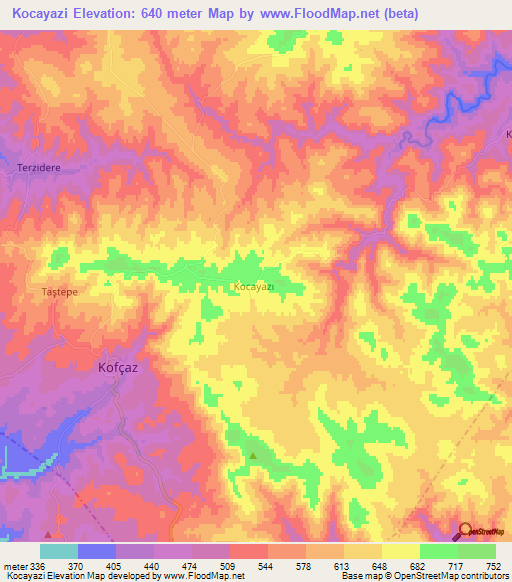 Kocayazi,Turkey Elevation Map