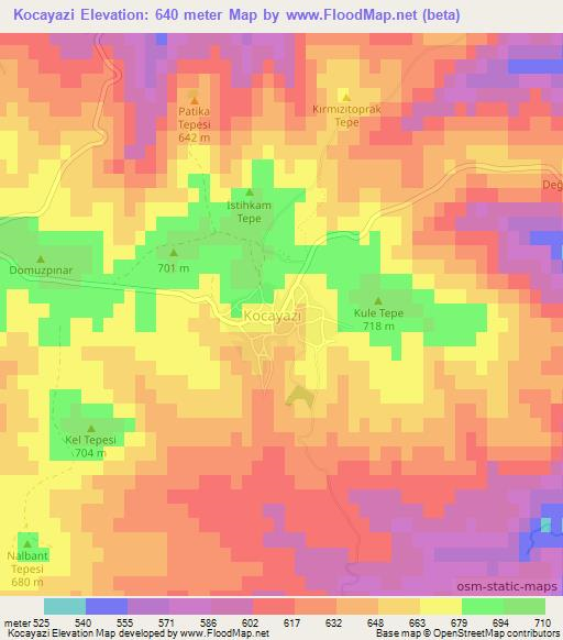 Kocayazi,Turkey Elevation Map