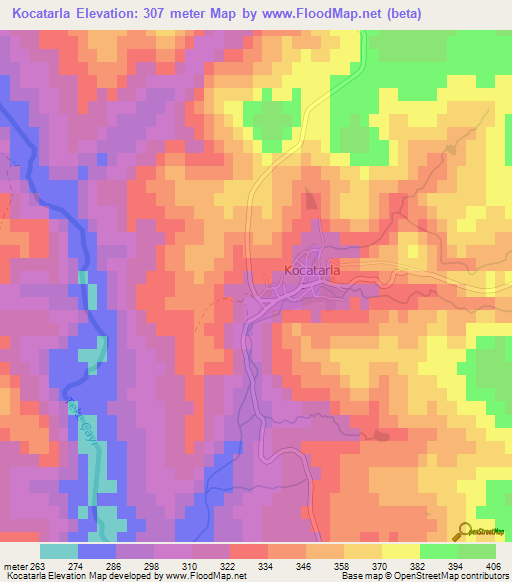 Kocatarla,Turkey Elevation Map