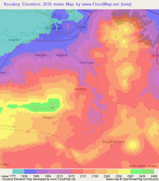 Kocakoy,Turkey Elevation Map