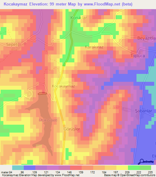 Kocakaymaz,Turkey Elevation Map