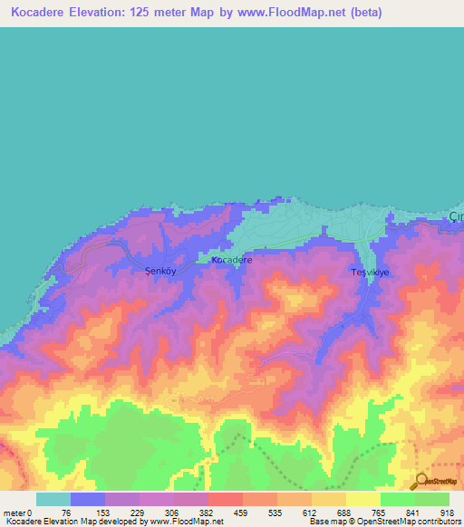 Kocadere,Turkey Elevation Map