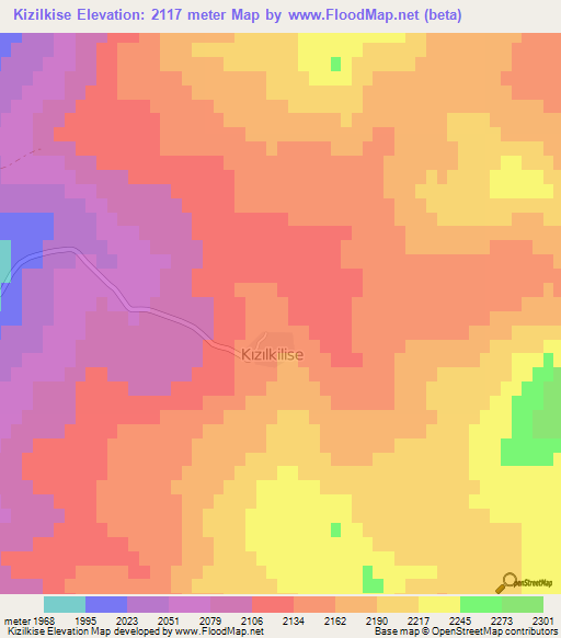 Kizilkise,Turkey Elevation Map