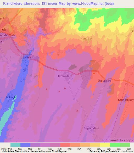 Kizilcikdere,Turkey Elevation Map