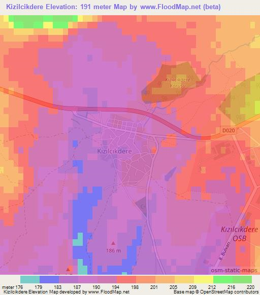 Kizilcikdere,Turkey Elevation Map