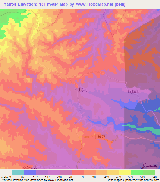 Yatros,Turkey Elevation Map