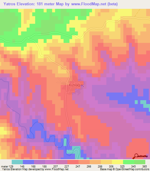 Yatros,Turkey Elevation Map