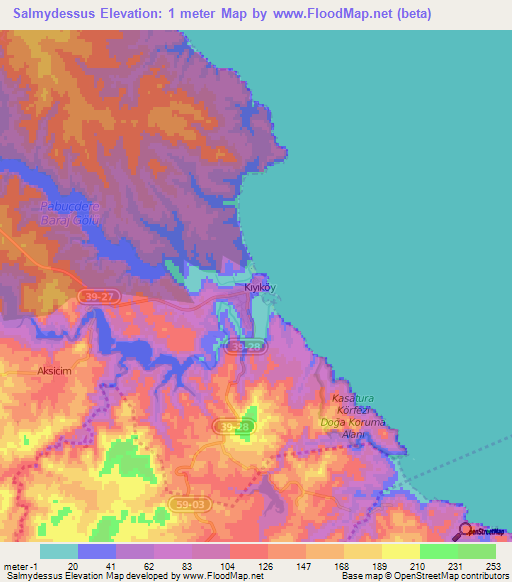 Salmydessus,Turkey Elevation Map