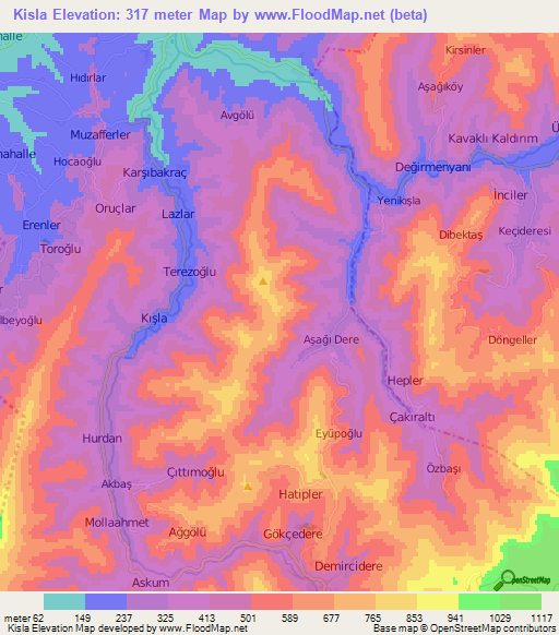 Kisla,Turkey Elevation Map