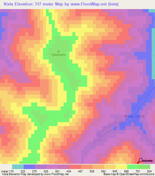 Kisla,Turkey Elevation Map