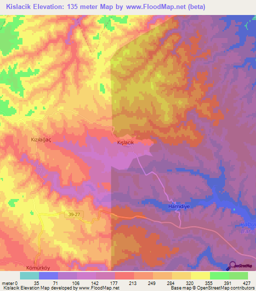 Kislacik,Turkey Elevation Map