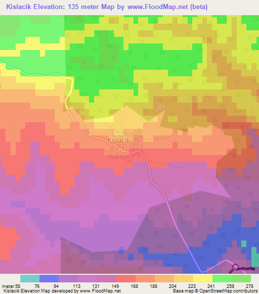 Kislacik,Turkey Elevation Map