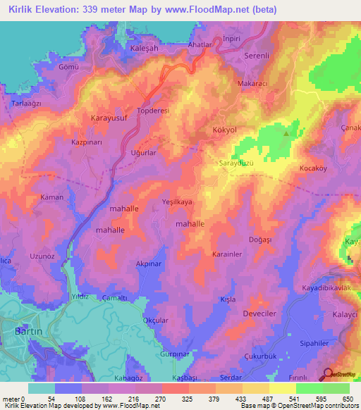 Kirlik,Turkey Elevation Map