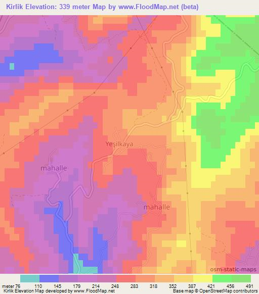 Kirlik,Turkey Elevation Map