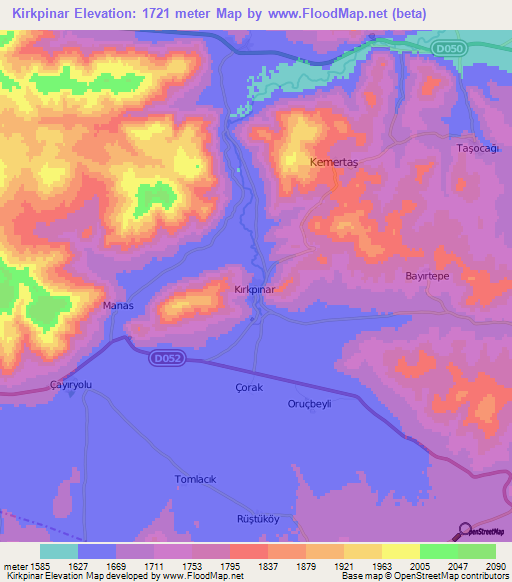 Kirkpinar,Turkey Elevation Map