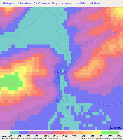 Kirkpinar,Turkey Elevation Map