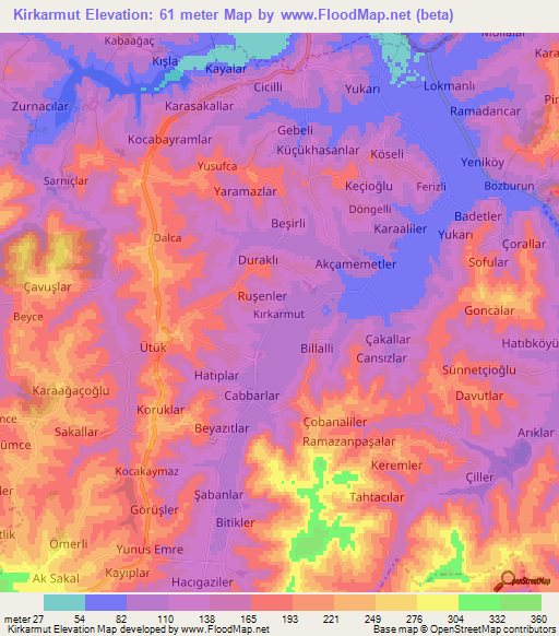 Kirkarmut,Turkey Elevation Map