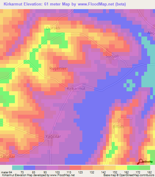 Kirkarmut,Turkey Elevation Map