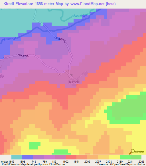 Kiratli,Turkey Elevation Map