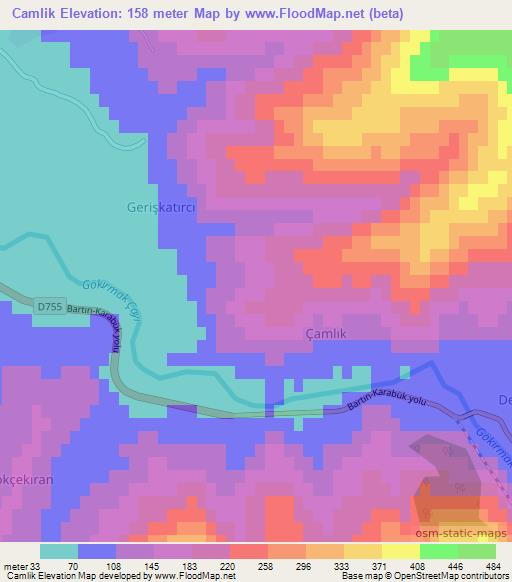 Camlik,Turkey Elevation Map