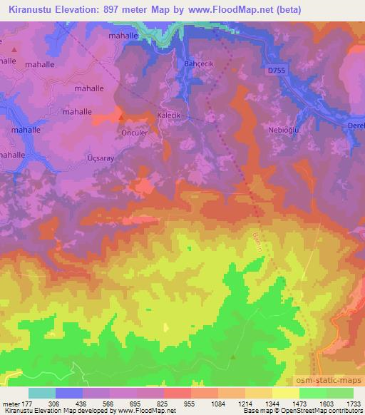 Kiranustu,Turkey Elevation Map