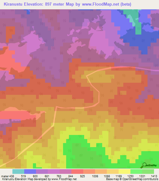 Kiranustu,Turkey Elevation Map