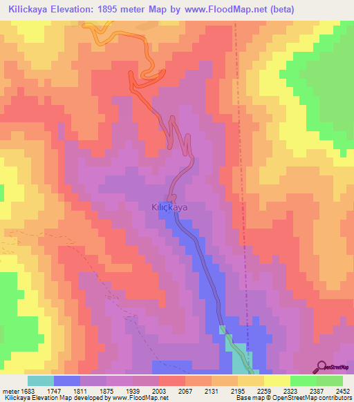 Kilickaya,Turkey Elevation Map