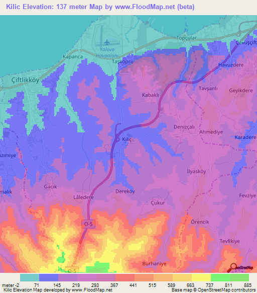 Kilic,Turkey Elevation Map