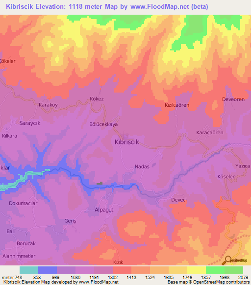 Kibriscik,Turkey Elevation Map