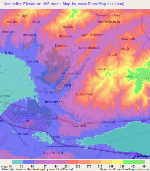 Ketenciler,Turkey Elevation Map