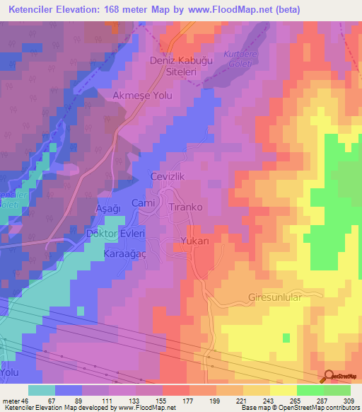 Ketenciler,Turkey Elevation Map