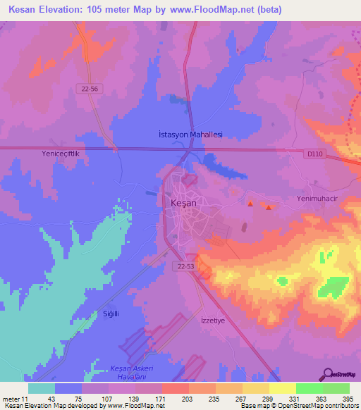 Kesan,Turkey Elevation Map