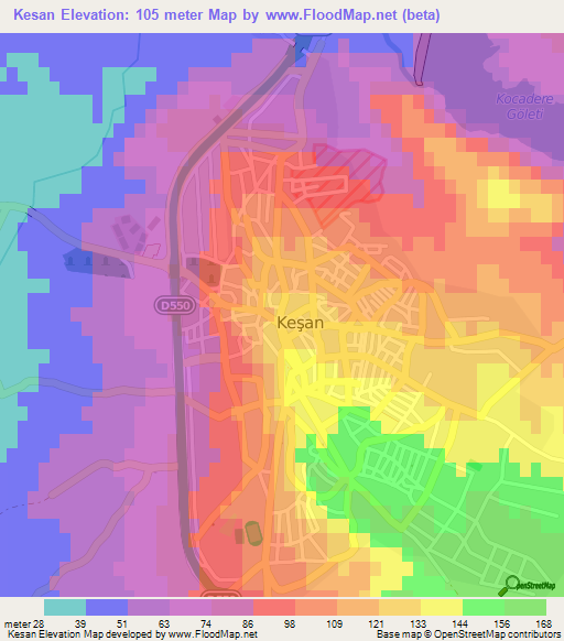 Kesan,Turkey Elevation Map