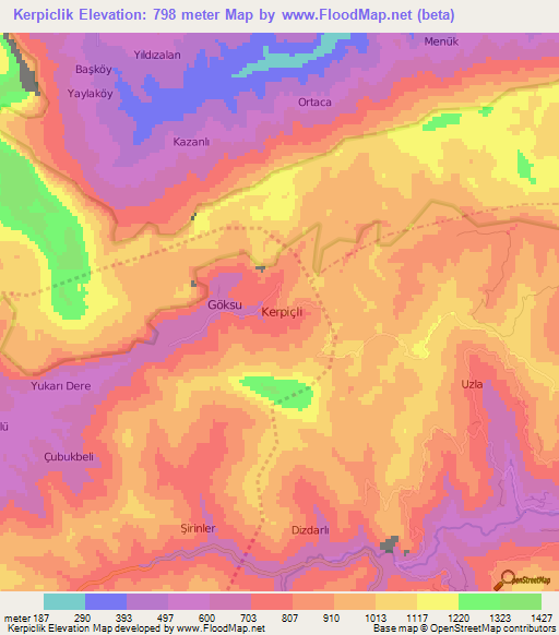 Kerpiclik,Turkey Elevation Map