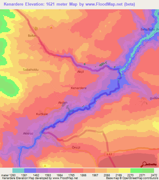 Kenardere,Turkey Elevation Map